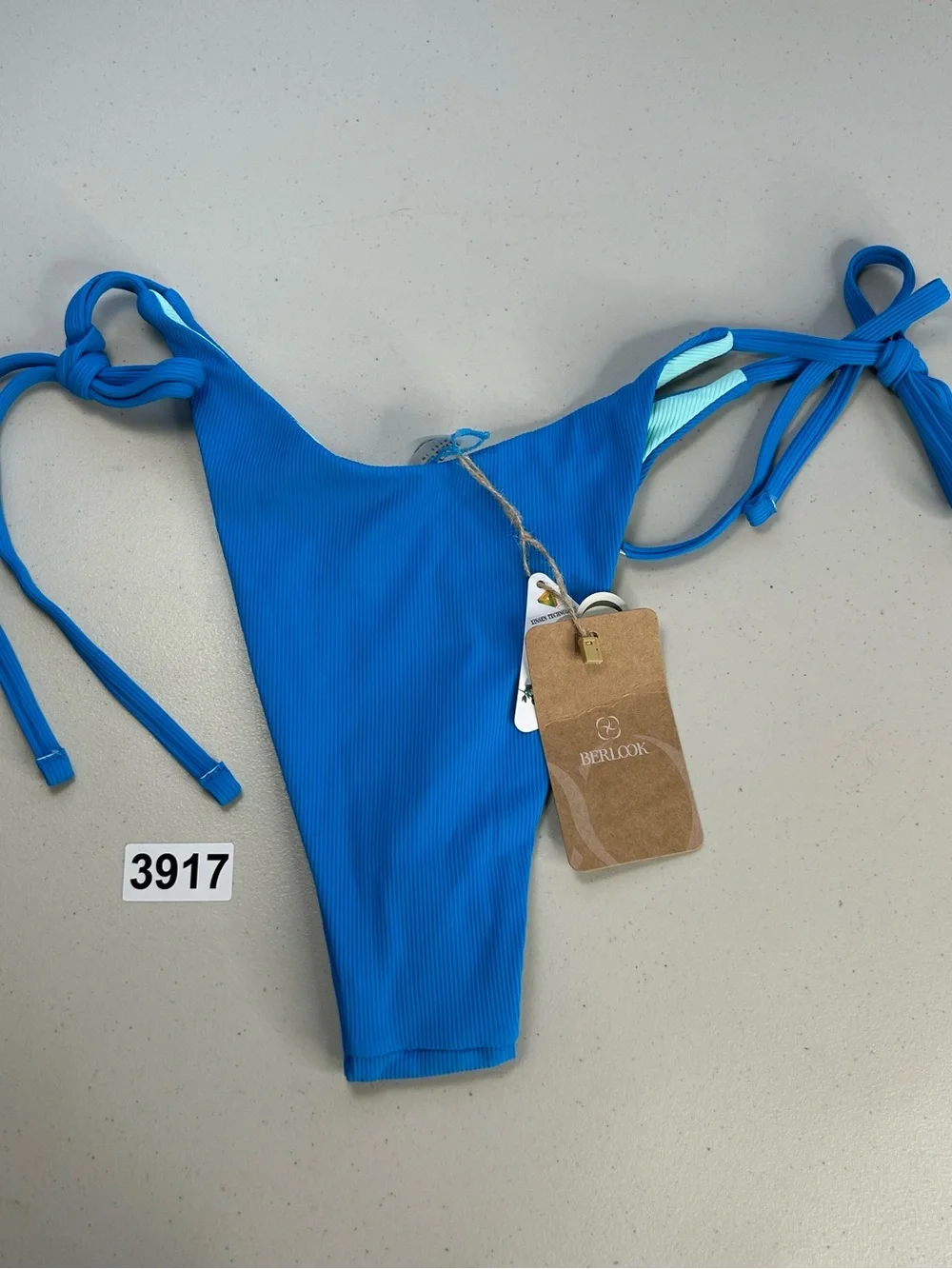 Berlook Blue Bikini Bottom Tie Side Small Reversible New
